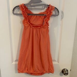 Ruffled Tank in Coral Orange